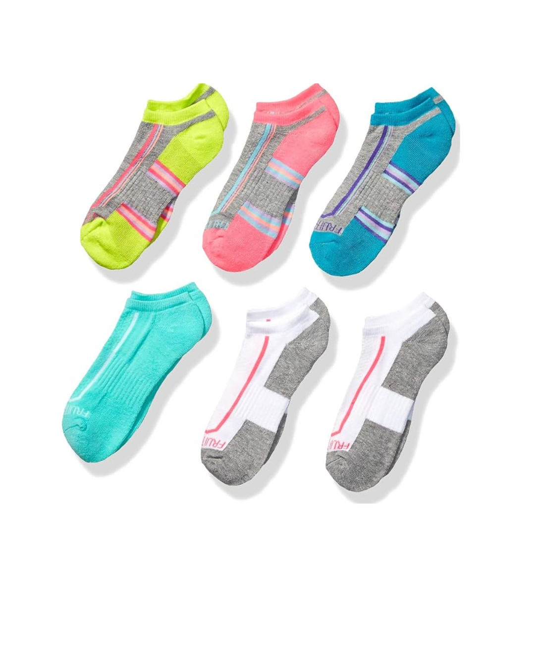 Fruit of the Loom Girls' Active Socks No Show – 6 Pack (Medium)