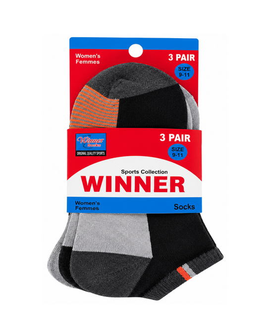 Winner Sports Collection Designer Socks for Women – 3 Pair (Size 9-11)
