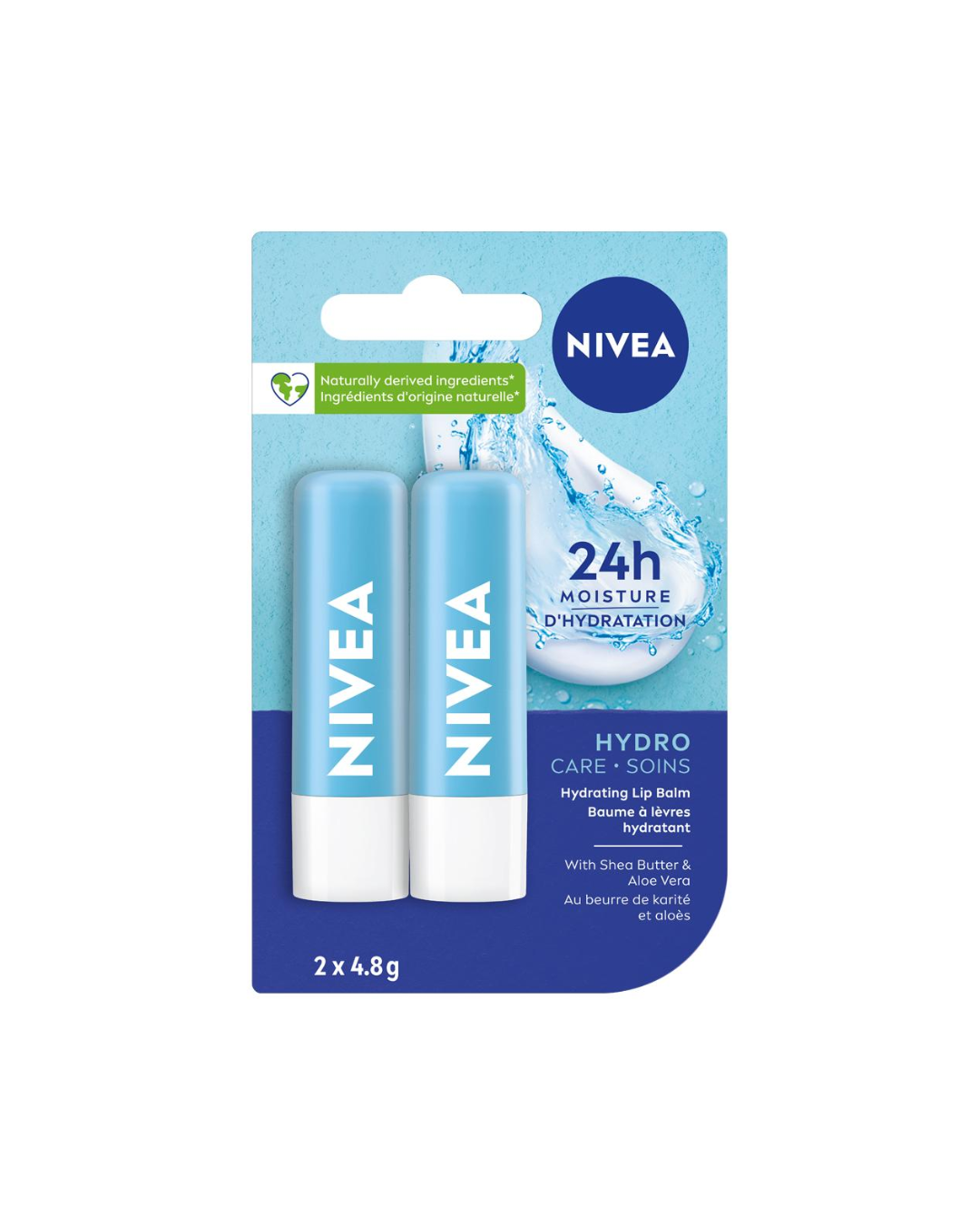 NIVEA Hydro Care Lip Balm Dual Pack – 24H Moisture Lip Care