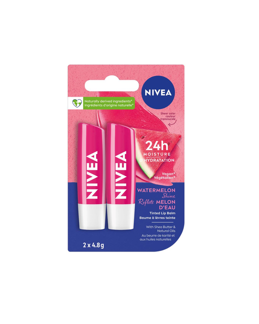 NIVEA Watermelon Shine 24H Moisture Lip Balm Duo Pack