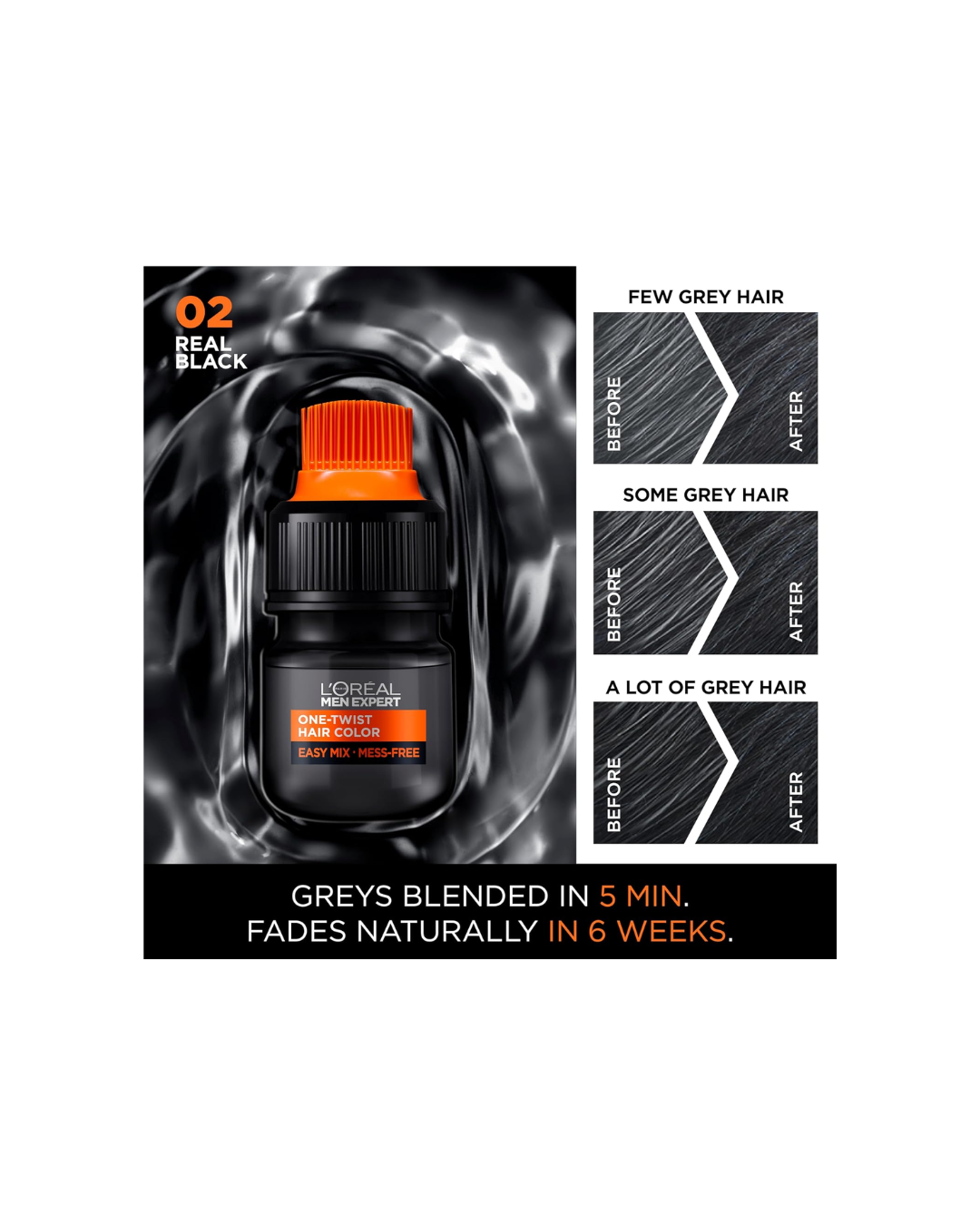 Men Expert One Twist Hair Color for Men, 02 Real Black,50ml