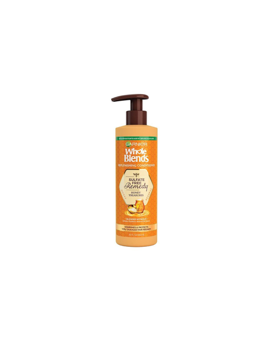 Garnier Whole Blends Honey Treasures 5-in-1 Sulfate-Free Remedy Conditioner with Pump – 355 mL