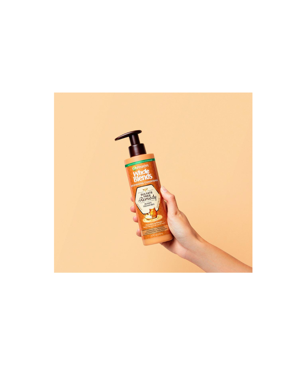 Garnier Whole Blends Honey Treasures 5-in-1 Sulfate-Free Remedy Conditioner with Pump – 355 mL
