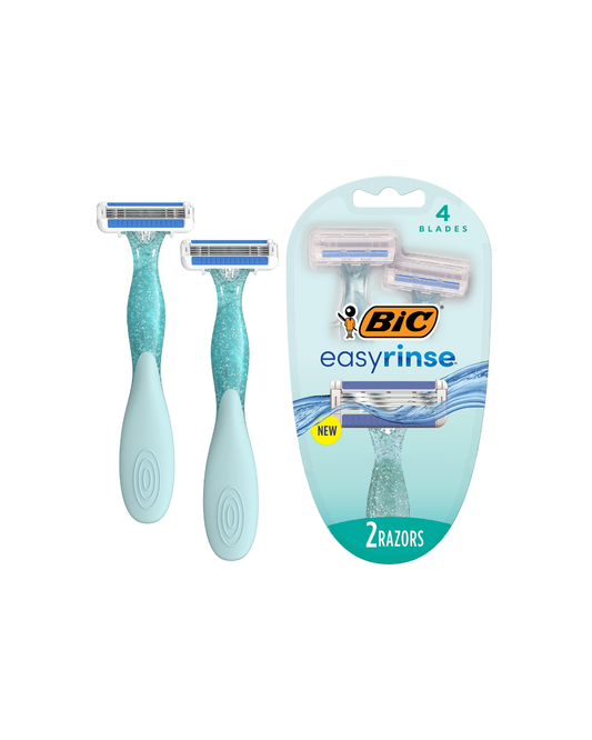 BIC EasyRinse Disposable Razors – 4 Blades with Patented Anti-Clogging Technology – 2 Count