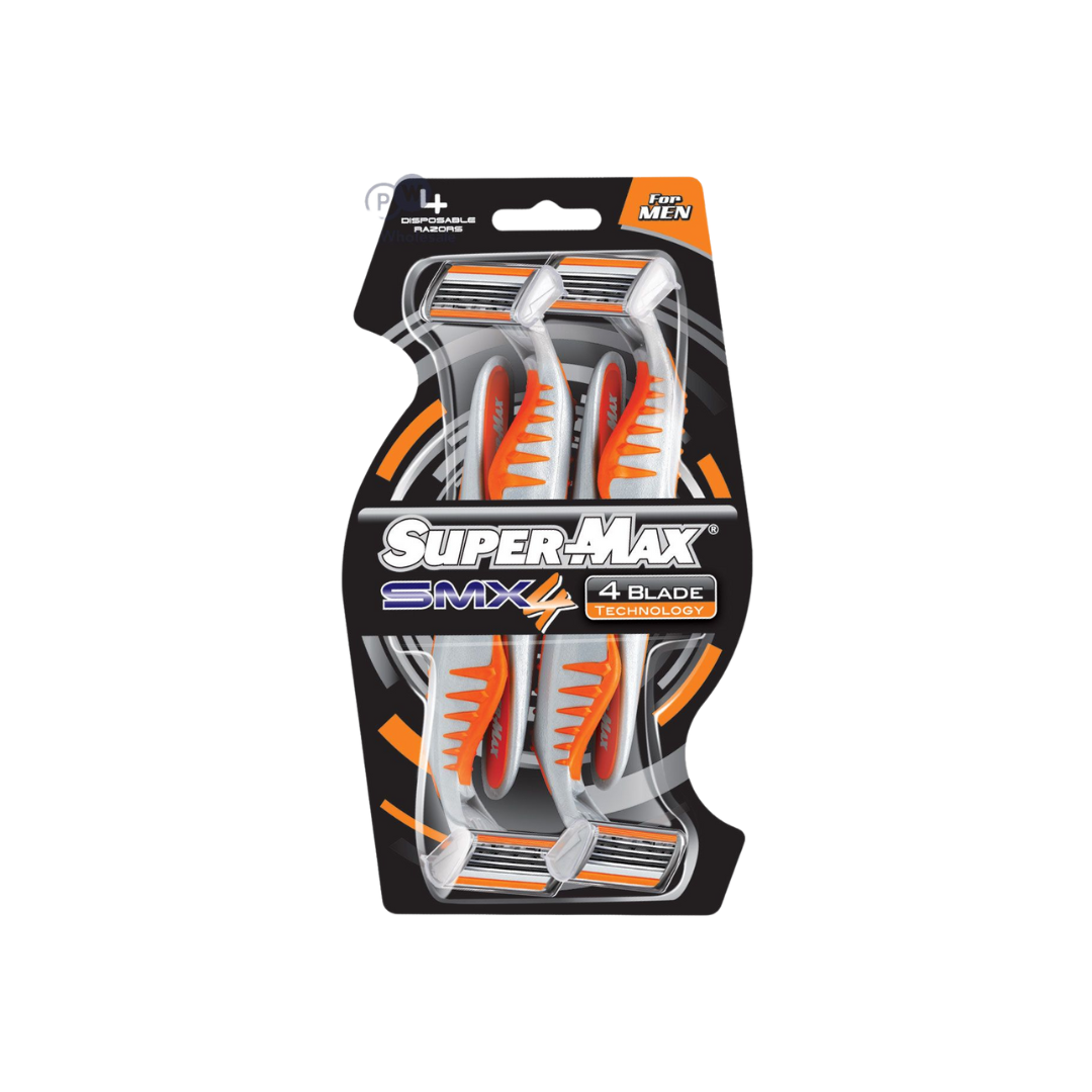 SUPER MAX 4 PACK BLADES FOR MEN DISPOSIBLE RAZORS 4 PACK MEN