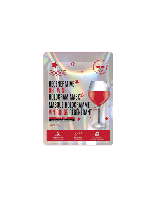 Soo'AE Regenerative Red Wine Hologram Mask 25g – Anti-Aging, Hydrating & Brightening Facial Sheet Mask with Wine Extract & Collagen