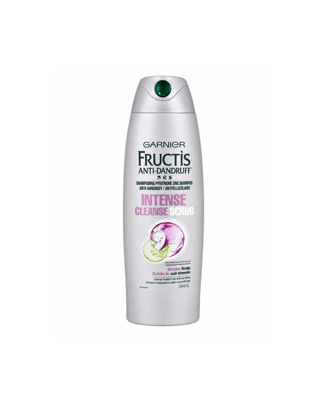 Garnier Fructis Anti-Dandruff Intense Cleanse Scrub Shampoo with Zinc Pyrithione – Deep Cleansing Scalp Care – 384 mL