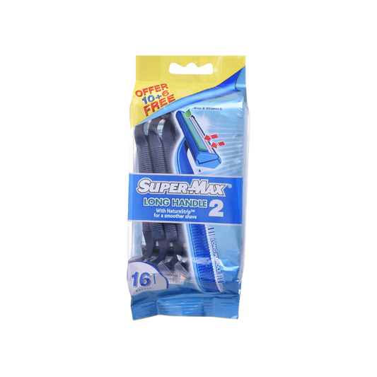 SUPER MAX LONG HANDLE WITH NATURE STRIP FOR A SMOOTHER SHAVE 5 PACK