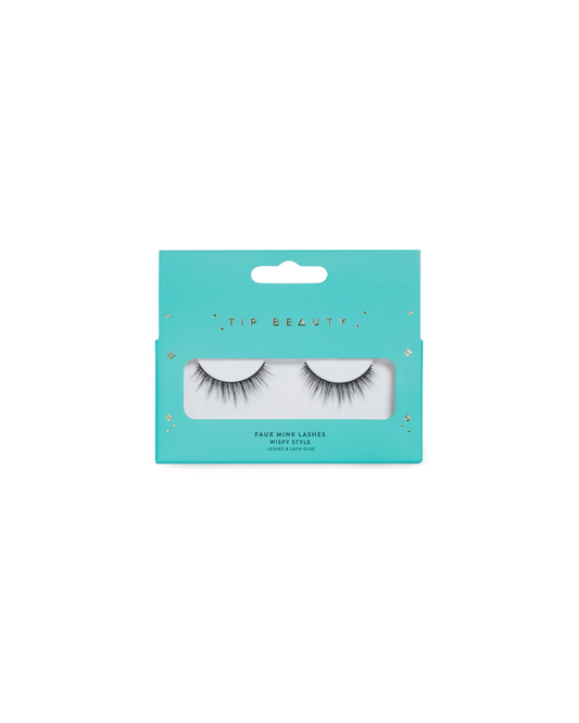 Tip Beauty Faux Mink Lashes – Wispy Style with Lash Glue | Lightweight Reusable False Eyelashes