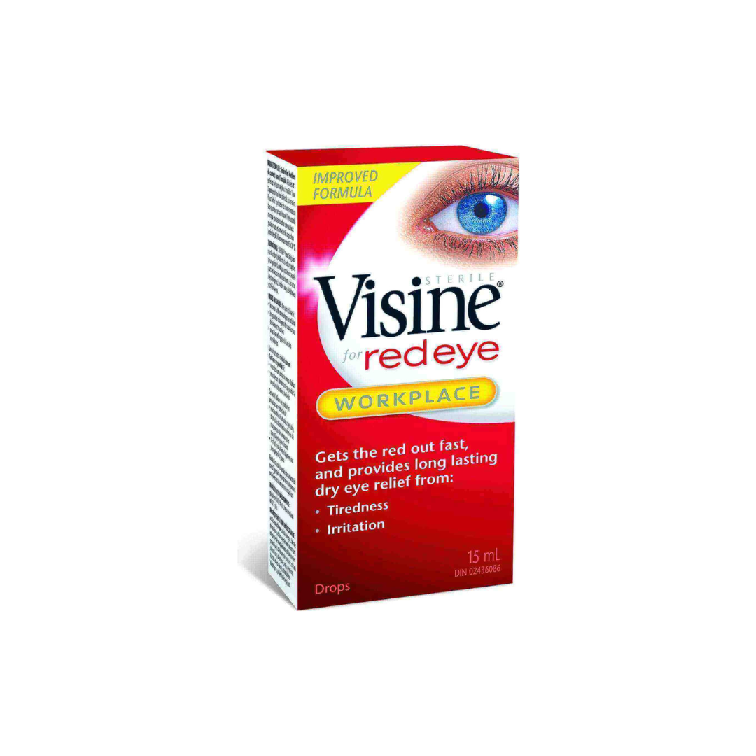 VISINE WORKPLACE FOR REDEYE GET THE RED OUT FAST PROVIDES DRY EYE RELIEF FROM TIREDNESS, IRRITATION BB