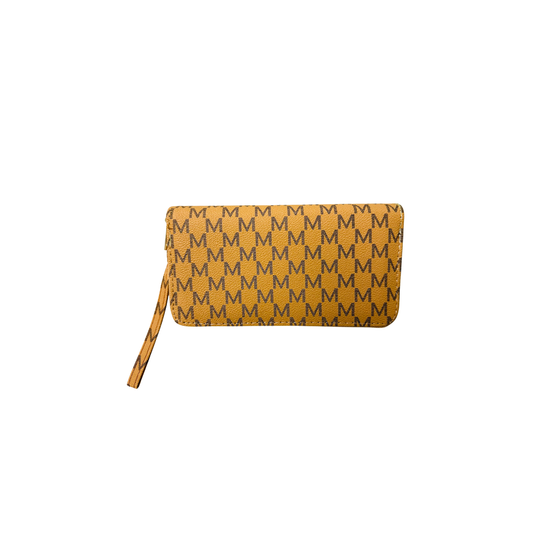 Women Double Zipper wristlet wallet with a monogram pattern