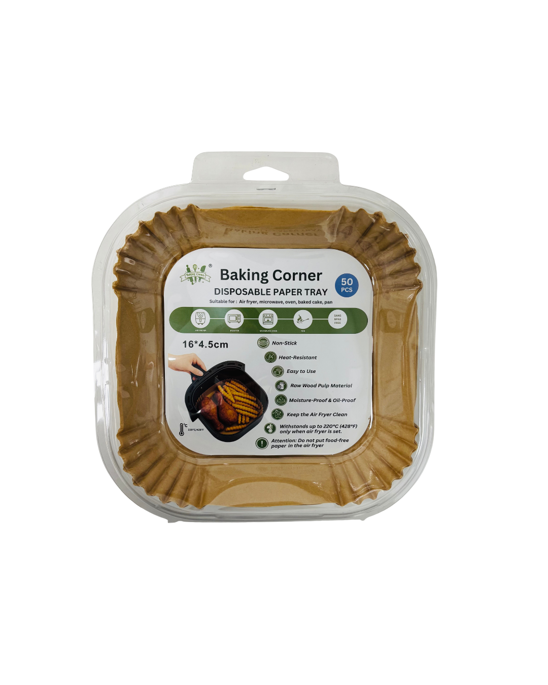 Baking Corner Disposable Paper Tray – 16 × 4.5 cm, 50 Pieces