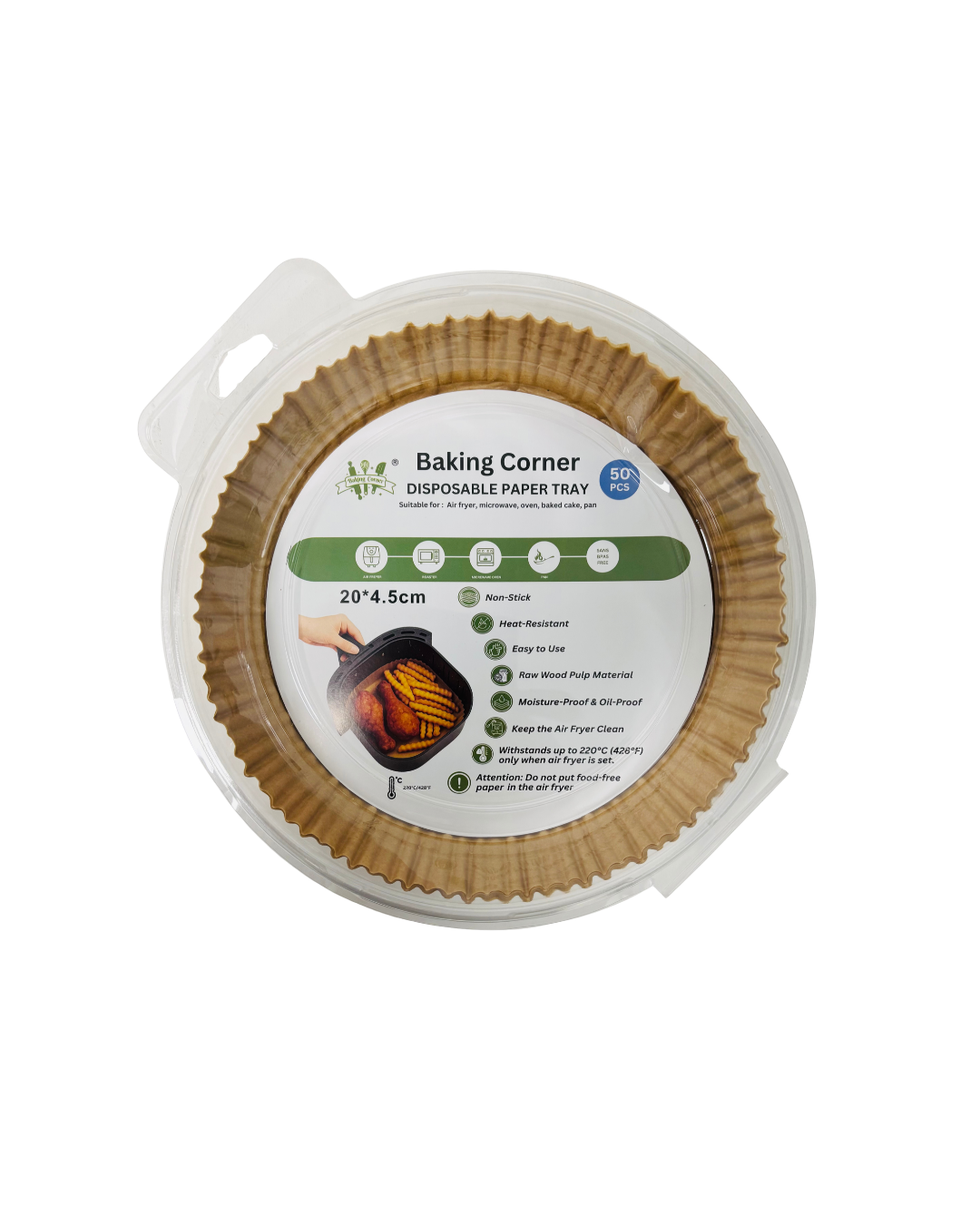 Baking Corner Disposable Paper Tray – 20 × 4.5 cm, 50 Pieces