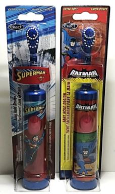 SUPERMAN / BATMAN BATTERIE OPERATED TOOTHBRUSHES ASSORTED PER DISPLAY TRAY