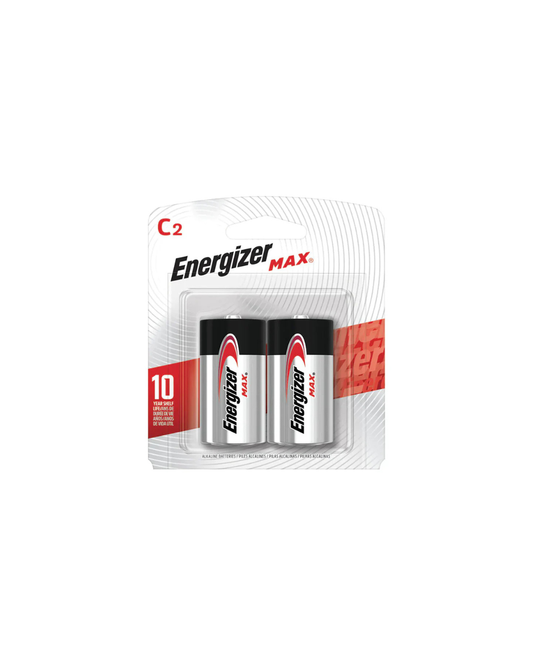 Energizer Max 2-pk C2 Alkaline Batteries, Long Lasting, All Purpose