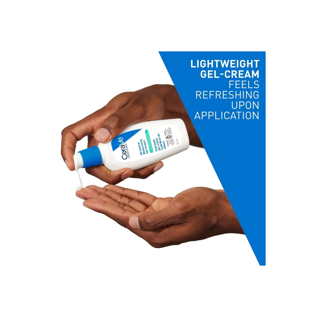 CeraVe Oil Control Moisturizing Gel-Cream for Oily & Combination Skin, 48H Hydration & 8H Shine Control, Non-Greasy, Matte Finish with Ceramides, Hyaluronic Acid & Niacinamide, Fragrance-Free, 89mL