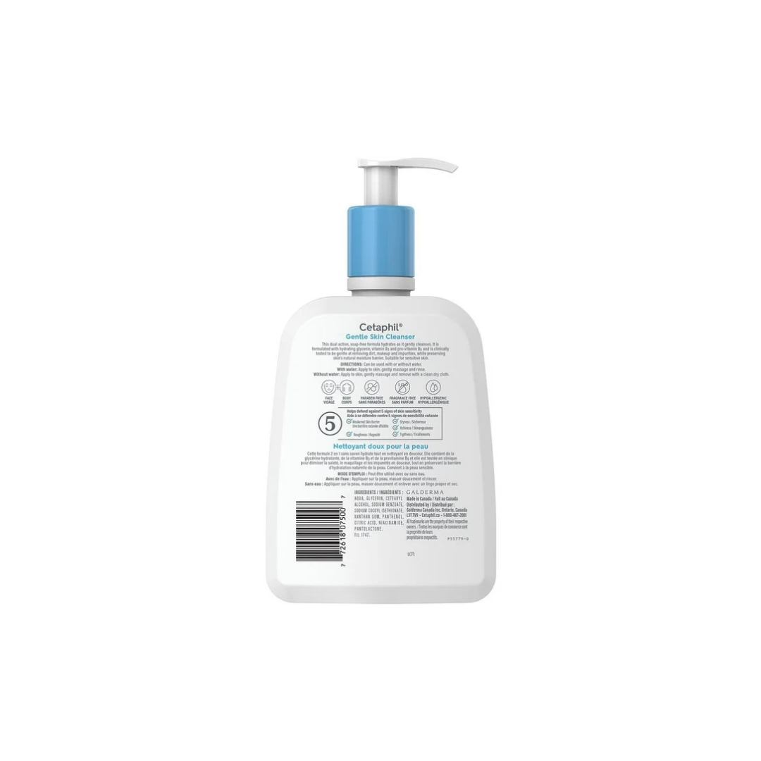 Cetaphil Gentle Skin Cleanser (500ml) - Hydrating Face Wash & Body Wash - Ideal for Sensitive, Dry Skin - Non-Irritating, Fragrance-Free and Dermatologist Recommended