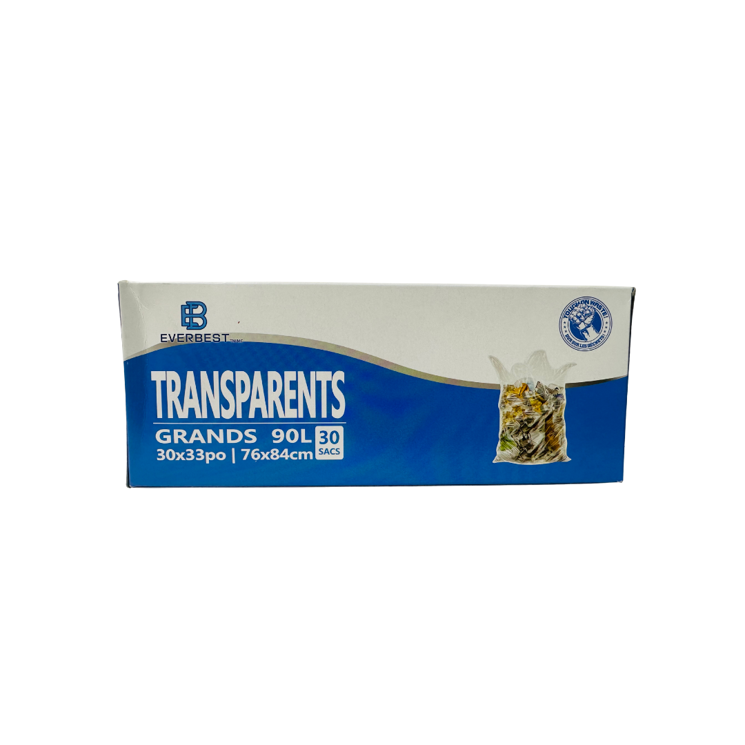 Everbest Clear bags with four flaps designed for easy closing, making even the fullest bags simple to lift and carry.