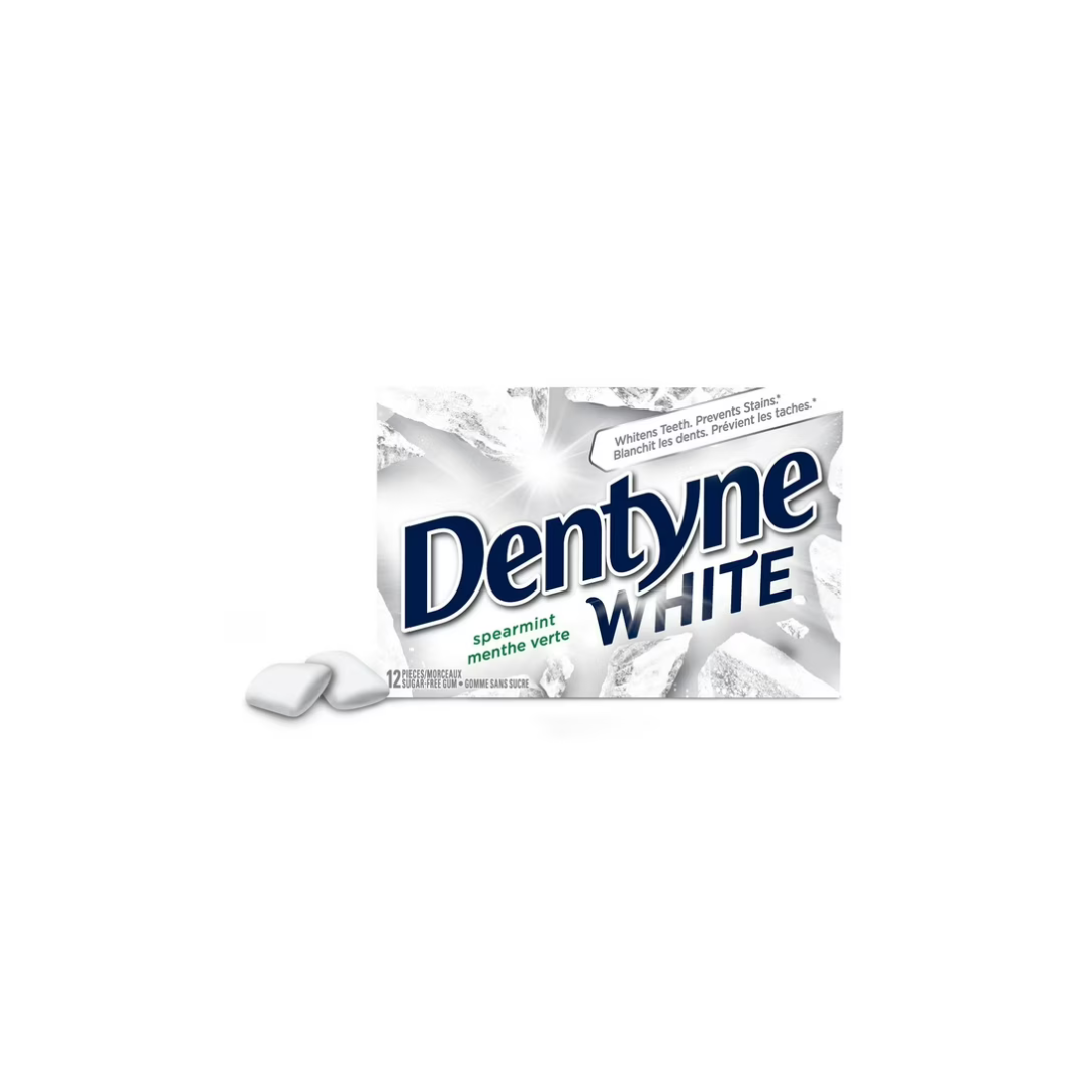 Dentyne White, Spearmint Sugar free Gum, Dentyne White: Whitens teeth, fresh spearmint gum