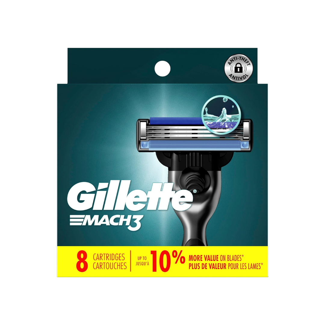 Gillette Mach3 Men's Razor Blades, 8 Blade Refills