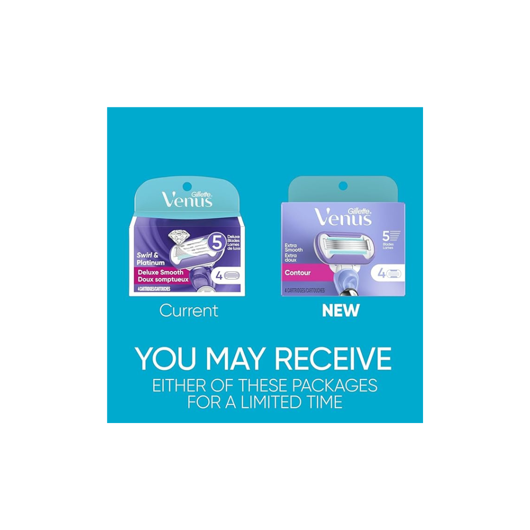 Gillette Venus Deluxe Smooth Swirl Women's Razor Blade Refills, 4CT