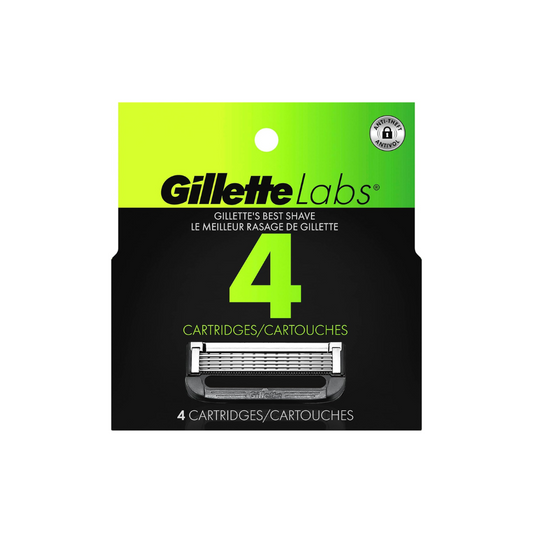 Gillette Mens Razor Blade Refills with Exfoliating Bar by GilletteLabs, Compatible Only with GilletteLabs Razors with Exfoliating Bar and Heated Razor, 4 Razor Blade Cartridges