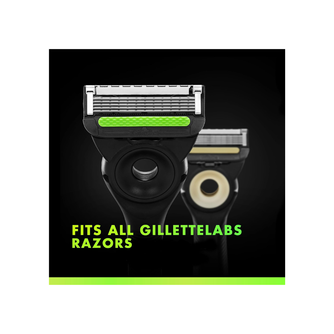 Gillette Mens Razor Blade Refills with Exfoliating Bar by GilletteLabs, Compatible Only with GilletteLabs Razors with Exfoliating Bar and Heated Razor, 4 Razor Blade Cartridges