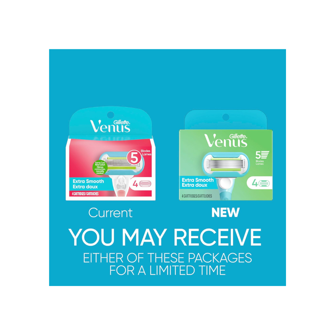 Gillette Venus Extra Smooth Women's Razor Blade Refills, 4 Count (packaging may vary)