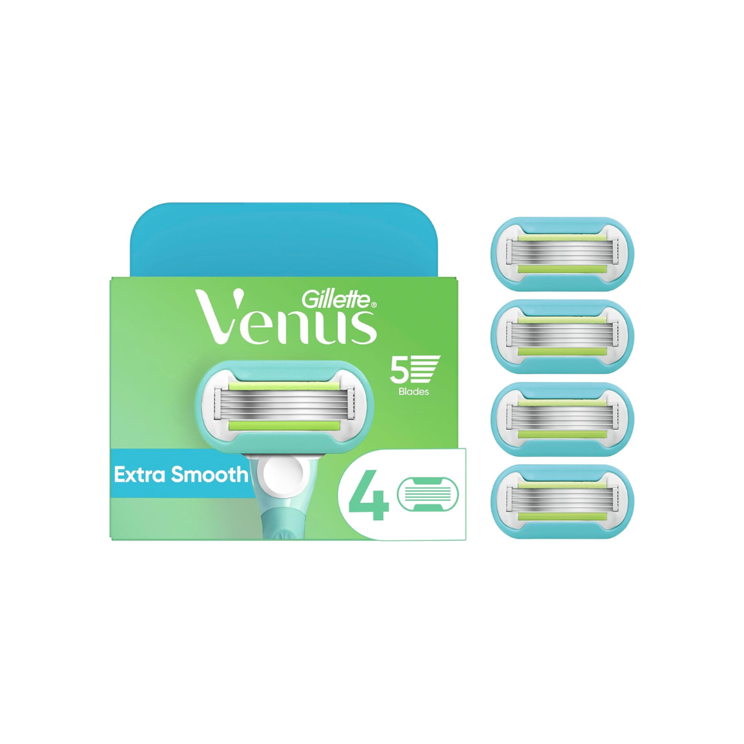 Gillette Venus Extra Smooth Women's Razor Blade Refills, 4 Count (packaging may vary)