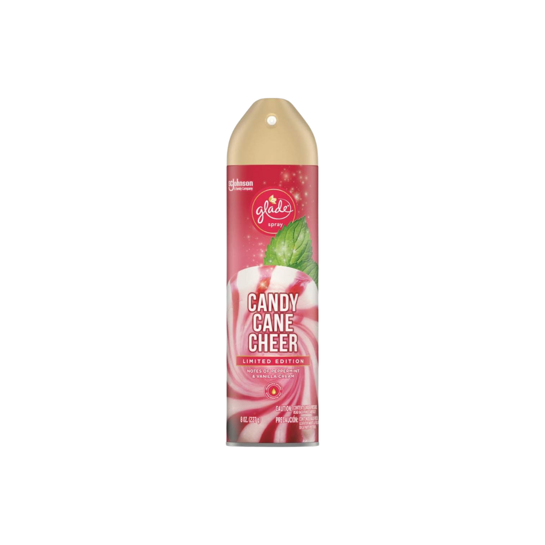 GLADE CANDY CANE CHEER AIR FRESHENER SPRAY 227G SCENT OF PEPPERMINT & VANILLA CREAM