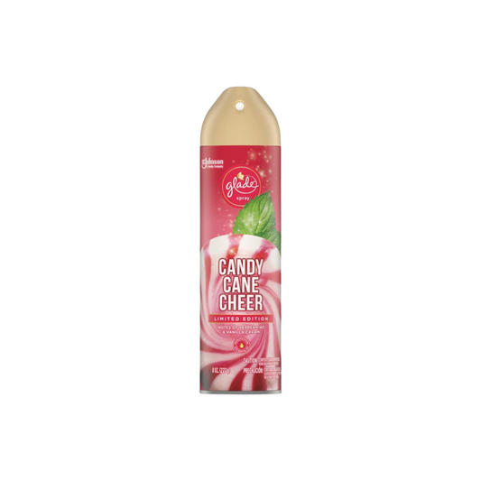 GLADE CANDY CANE CHEER AIR FRESHENER SPRAY 227G SCENT OF PEPPERMINT & VANILLA CREAM