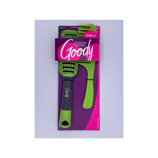 Goody Hair Brush and Comb – Detangle It – On The Go Styling – Nylon Bristles