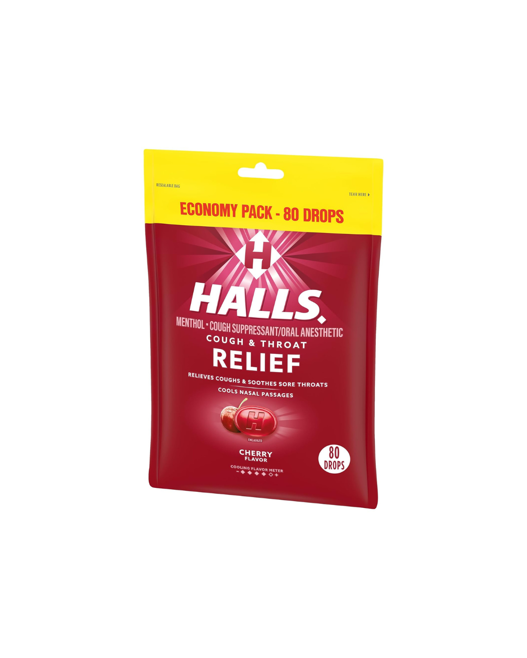 HALLS Relief Cherry Cough Drops, Economy Pack, 80 Drops