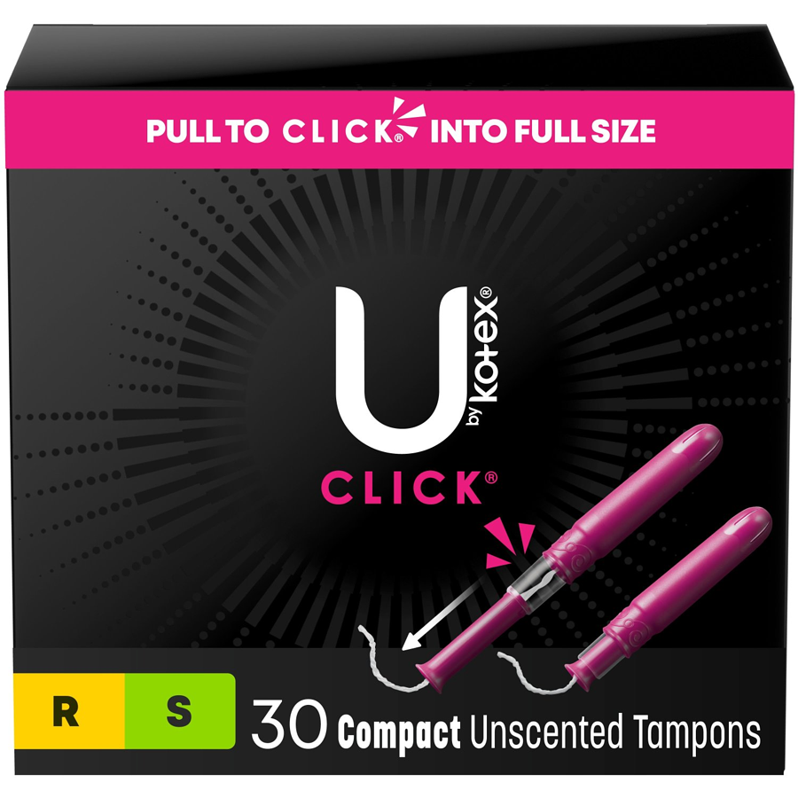 Click Compact Multipack Tampons, Regular/Super, Unscented, 30 Count