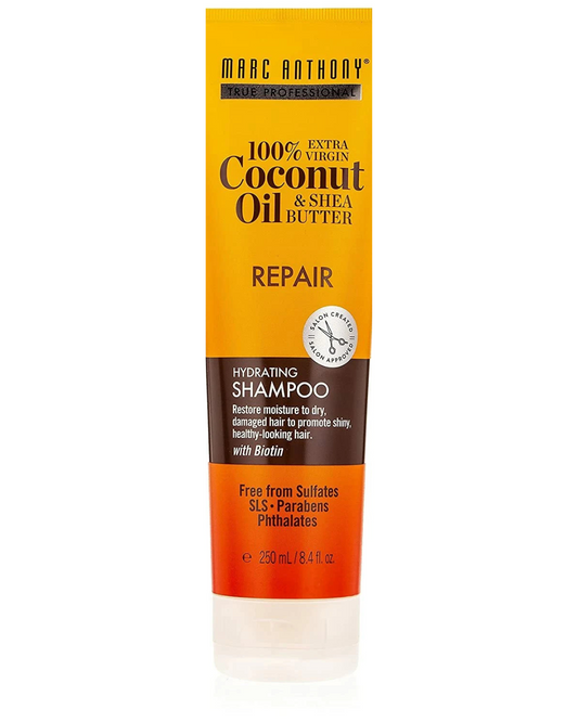 MARC ANTHONY TRUE PROFESSIONAL 100 % EXTRA VIRGIN COCONUT OIL & SHEA BUTTER HYDRATING SHAMPOO RESTORE MOISTURE TO DRY DAMAGED HAIR TO PROMOTE SHINY, HEALTHY LOOKING HAIR