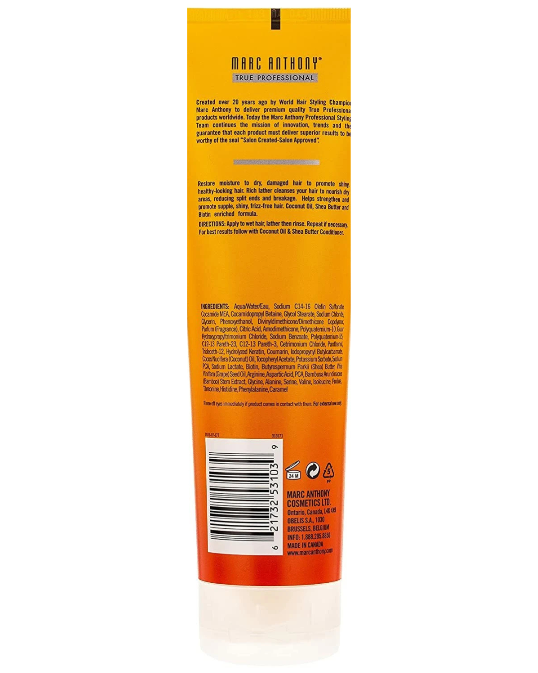 MARC ANTHONY TRUE PROFESSIONAL 100 % EXTRA VIRGIN COCONUT OIL & SHEA BUTTER HYDRATING SHAMPOO RESTORE MOISTURE TO DRY DAMAGED HAIR TO PROMOTE SHINY, HEALTHY LOOKING HAIR