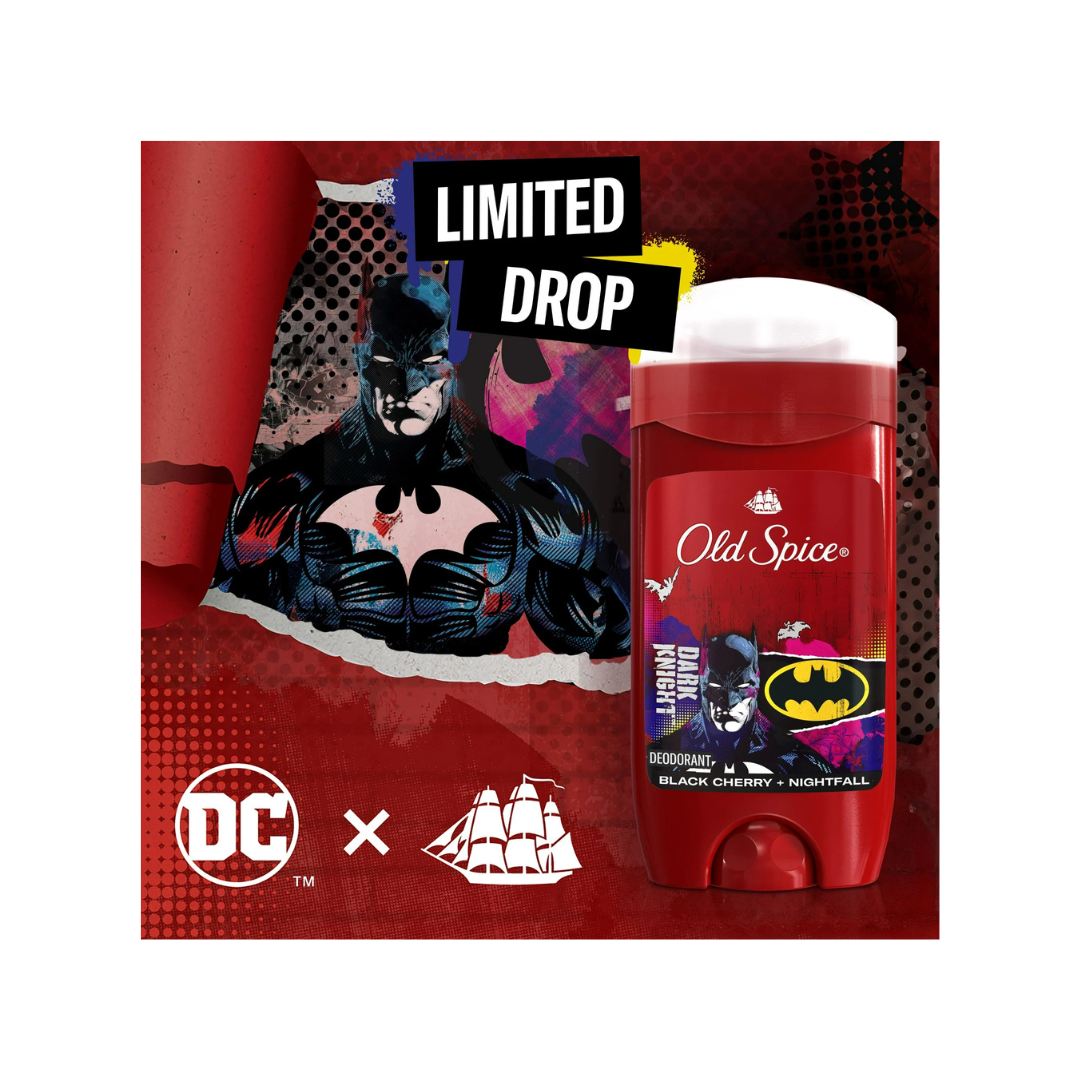 Old Spice Aluminum Free Deodorant for Men, 24/7 Freshness, Long Lasting Odor Protection, Smell Like a Hero, Batman, Black Cherry and Nightfall Scent, 85G