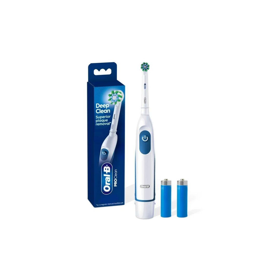 Oral B Pro Clean Battery Toothbrush, Deep Clean - White, 1 Toothbrush, 1 Brush Head, Built-in Timer and batteries included