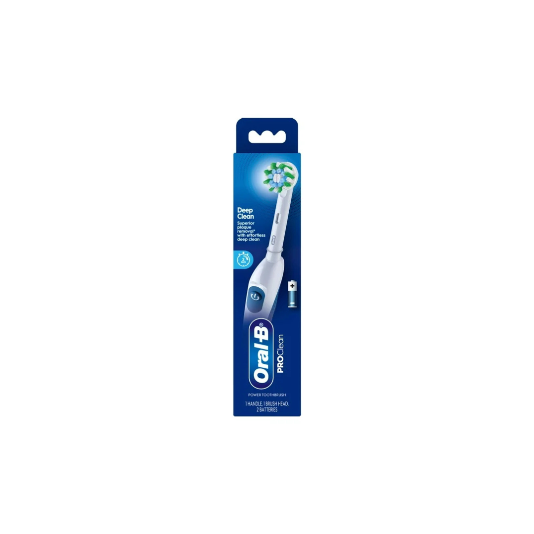 Oral B Pro Clean Battery Toothbrush, Deep Clean - White, 1 Toothbrush, 1 Brush Head, Built-in Timer and batteries included