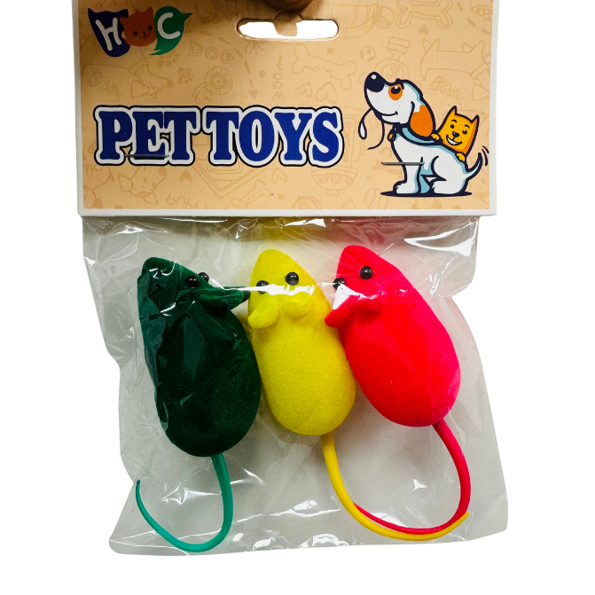 PET TOY Cat Mouse Toy Set with Sound Function, Artificial Plush Interactive Mice for Indoor Play,