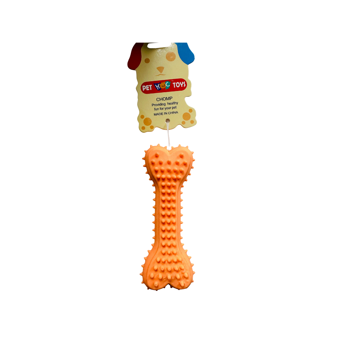 PET TOYS Chew Bone Durable Dog chew Toy for Teeth Cleaning, Rubber Toothbrush Stick ORANGE