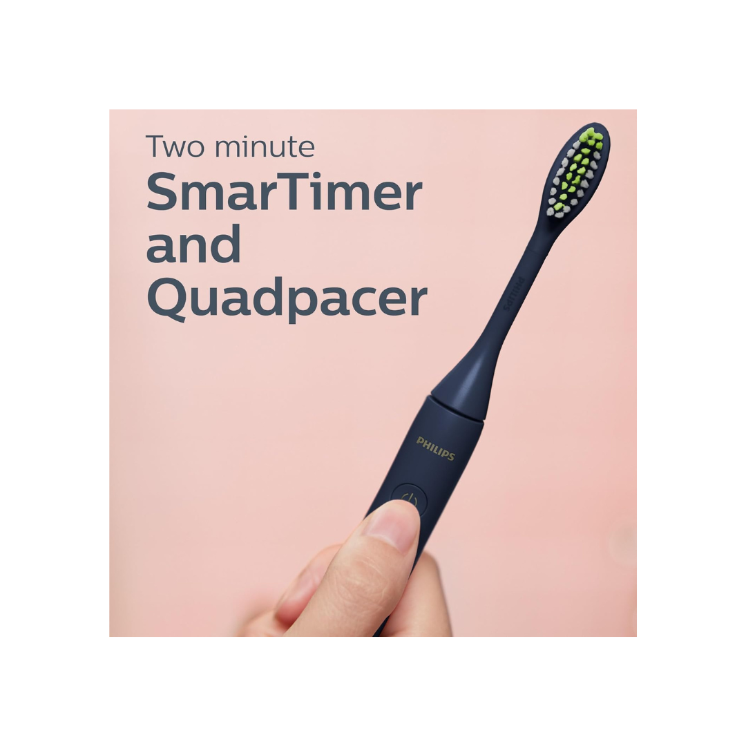 PHILIPS One By Sonicare Battery Toothbrush, Midnight, Hy1100/04, 1 Count