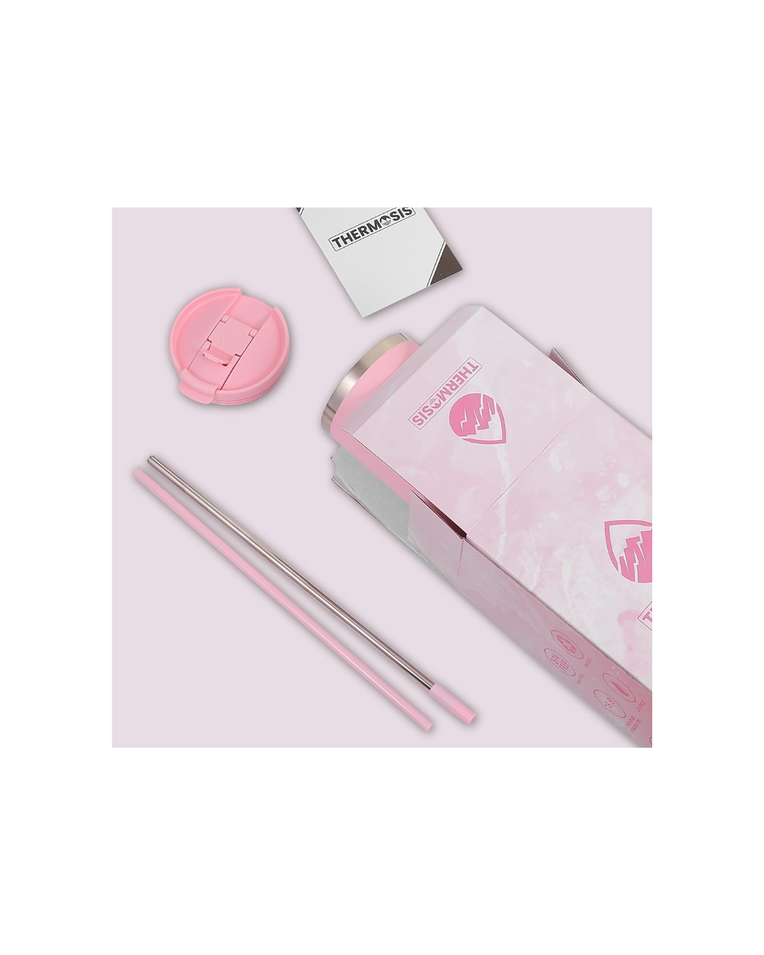 Tumbler with Handle and Straw | Leakproof Tumbler with Straw Insulated Travel Mug Fits Cupholders | Insulated Cup 40 oz Water Bottle with Straw Stainless Steel Tumbler - Pink