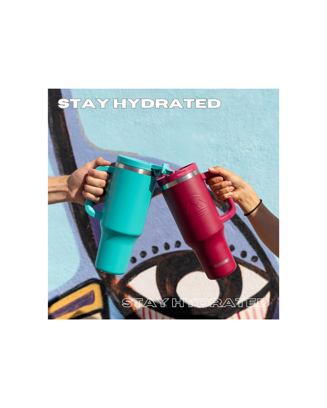 Tumbler with Handle and Straw | Leakproof Tumbler with Straw Insulated Travel Mug Fits Cupholders | Insulated Cup 40 oz Water Bottle with Straw Stainless Steel Tumbler - Red