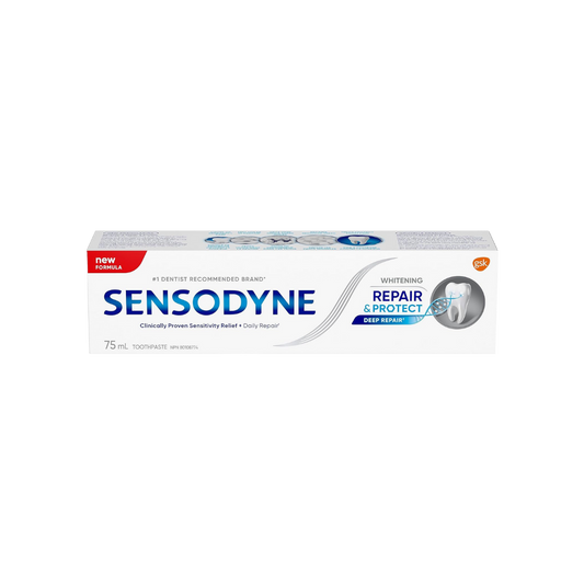 Sensodyne Repair and Protect Whitening Toothpaste, Strengthens and Whitens Sensitive Teeth, 75 mL (Packaging May Vary)