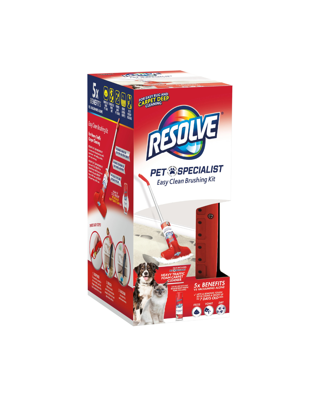 Resolve Pet Specialist Easy Clean Brushing Kit includes Heavy Traffic Foam Carpet Cleaner, 22oz