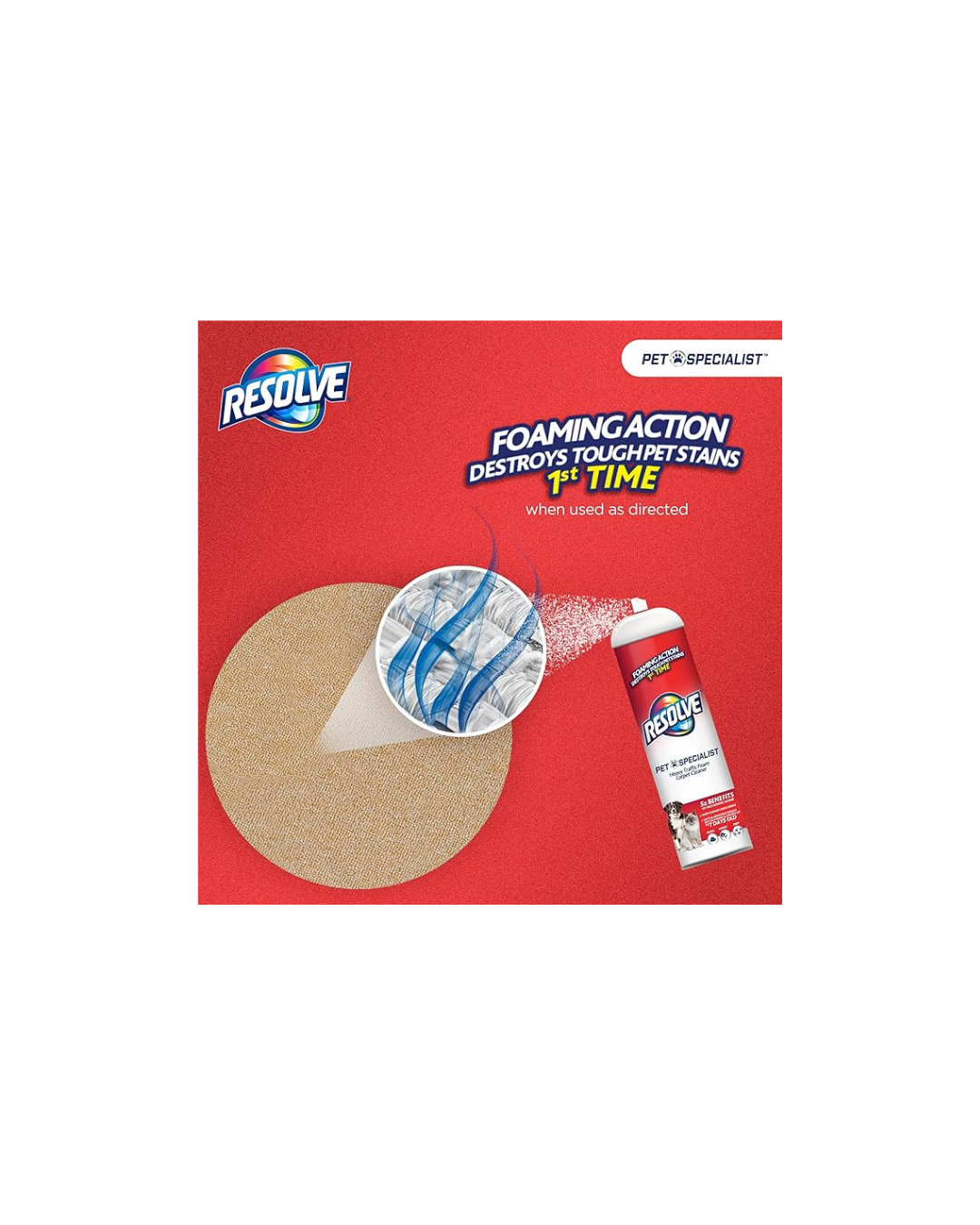 Resolve Pet Specialist Easy Clean Brushing Kit includes Heavy Traffic Foam Carpet Cleaner, 22oz