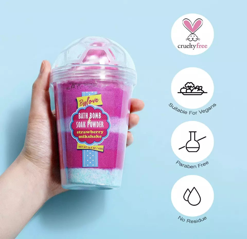 BATH BOMB SOAK POWDER STRAWBERRY MILKSHAKE 410G