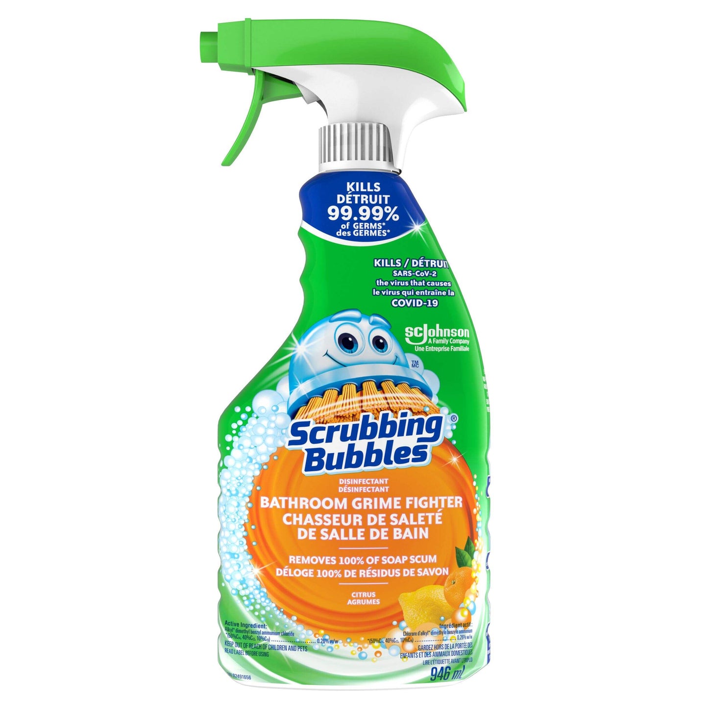 SCRUBBING BUBBLES BATHROOM CLEANER WITH BLEACH ATTACKS MILDEW & STAINS 946ML