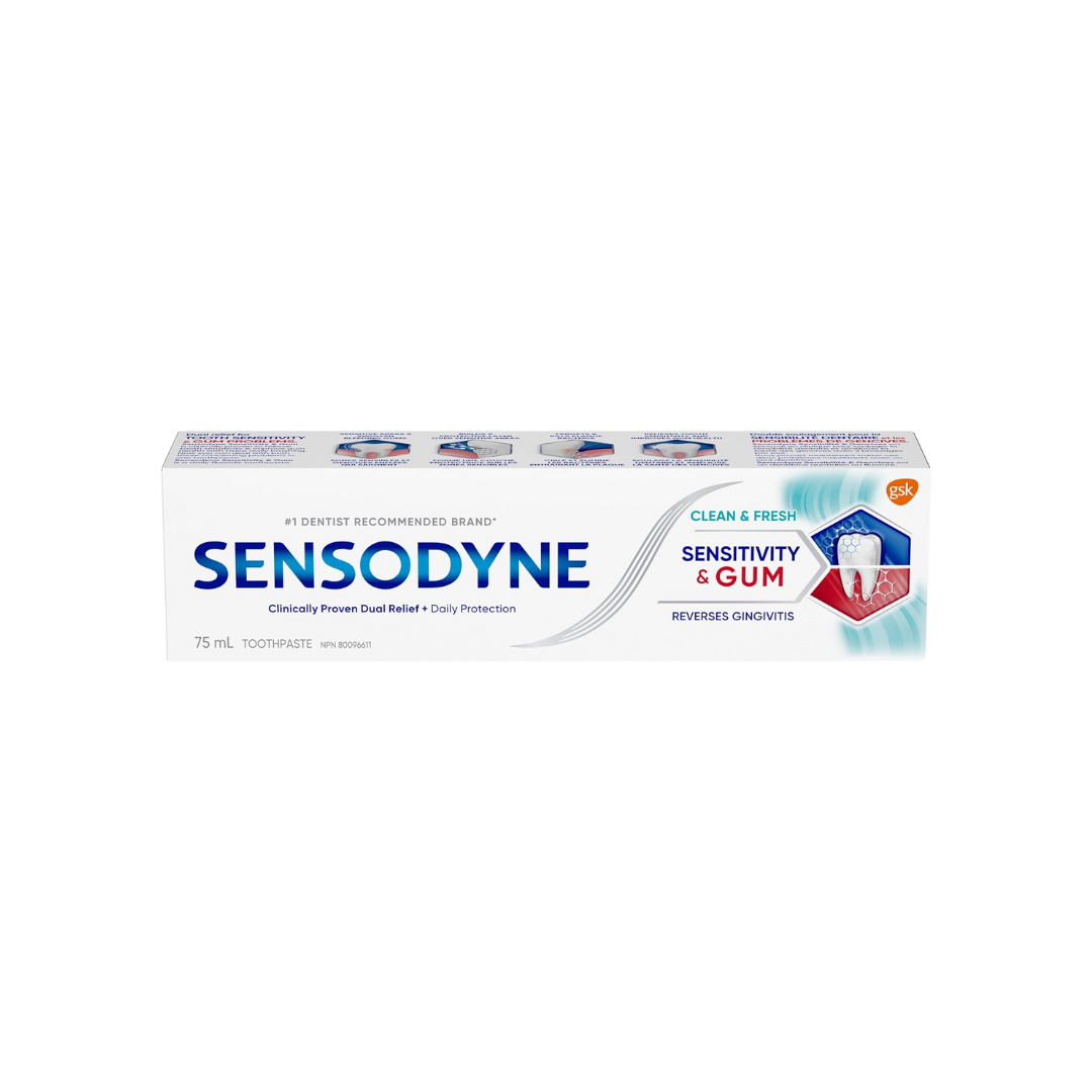 Sensodyne Sensitivity & Gum Toothpaste, Clean & Fresh, 75ml (Packaging May Vary)